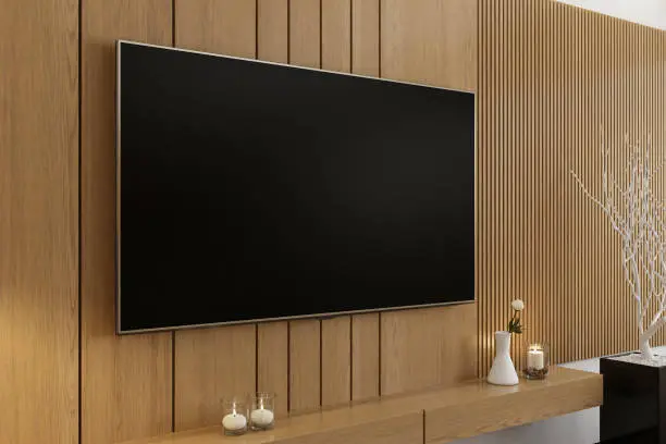 Modern Wooden TV Wall Panel – Elegant Design with Built-in Storage - Image 2